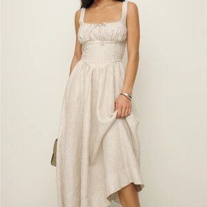 Balia Linen Dress in Sandy Stripe